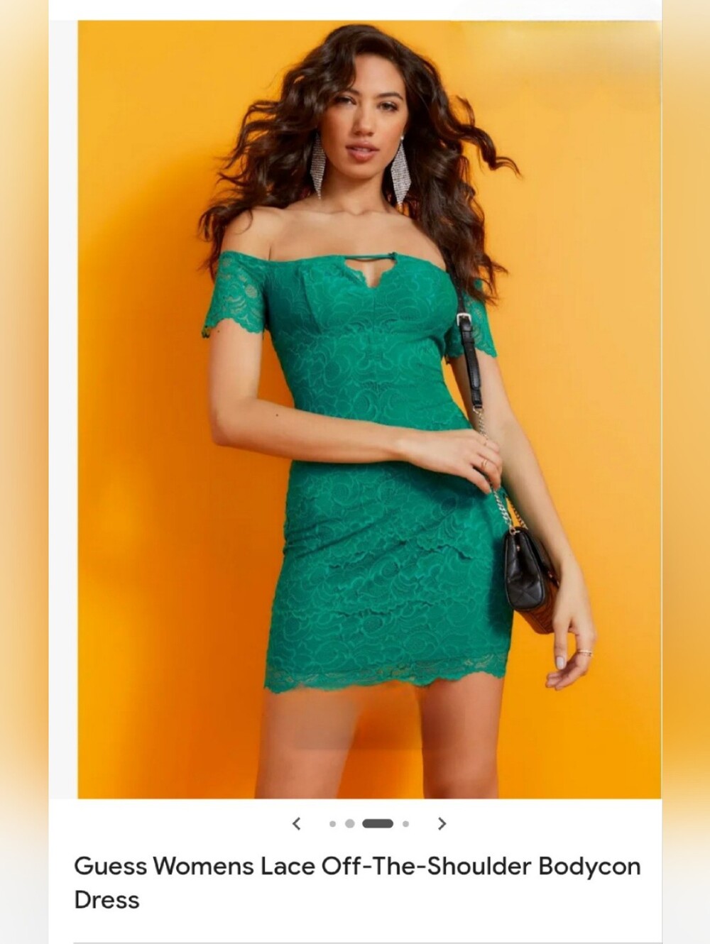 Guess Teal Green Lace Off-Shoulder Bodycon Dress